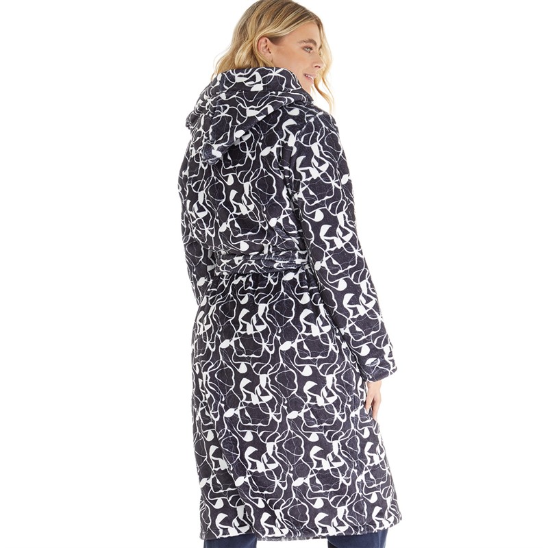 The Night Store Womens Marble Robe Black/White