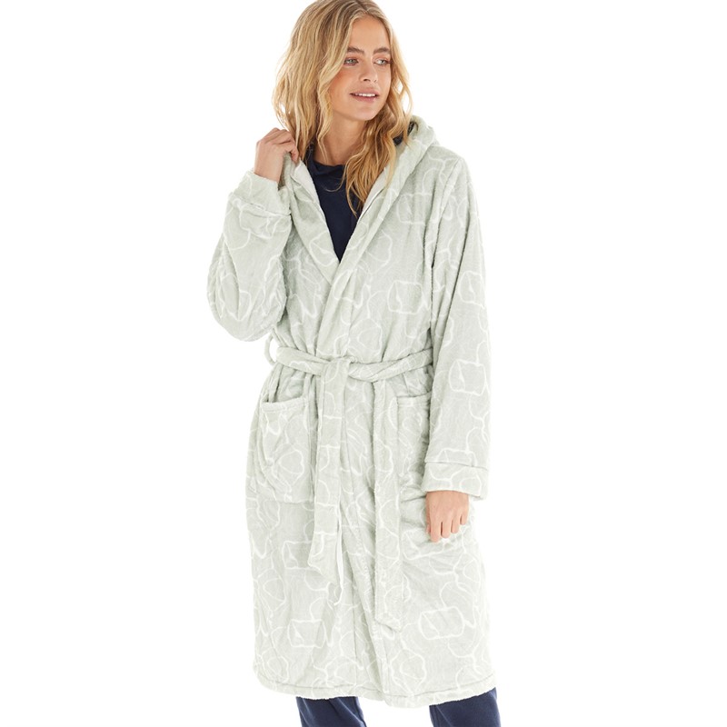 Buy The Night Store Womens Marble Fleece Robe Green
