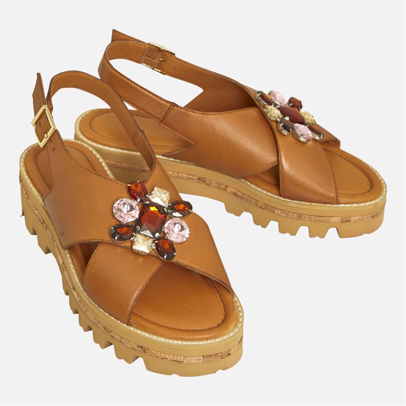 Copenhagen Shoes Sandaler til kvinder Kærlighed og Perler 0241 Cognac