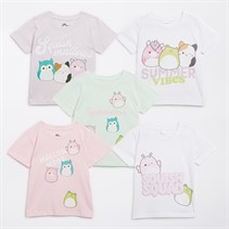 Squishmallows Girls Five Pack T-Shirts Multi