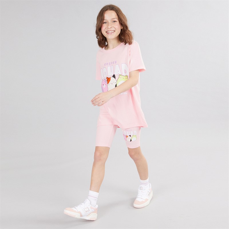 Squishmallows Piger T-Shirt Og Cykelshorts Sæt Pink