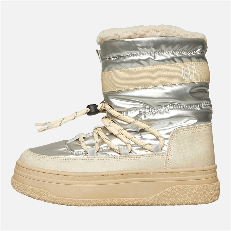 GAP Womens Paradise High Nylon Snow Boots Off White - Size 36