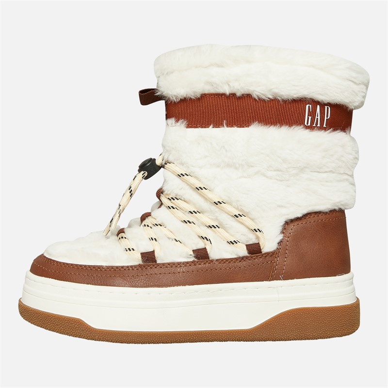GAP Womens Paradise High Fur Snow Boots Sand Khaki - Size 36
