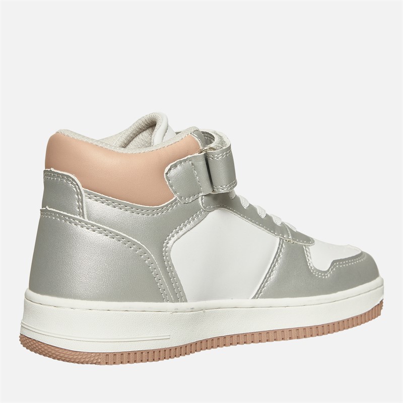 GAP Mädchen Boston Mid Sneaker Weiß Silber Rosa