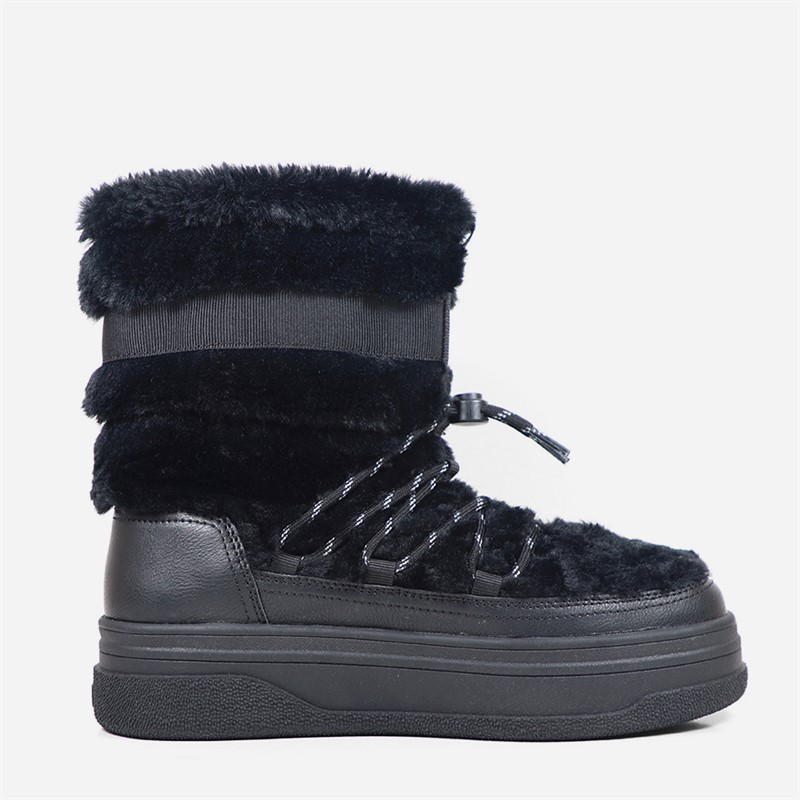 GAP Womens Paradise High Fur Snow Boots Black