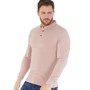 Remus Uomo Mens Long Sleeve Polo Mauve Pink