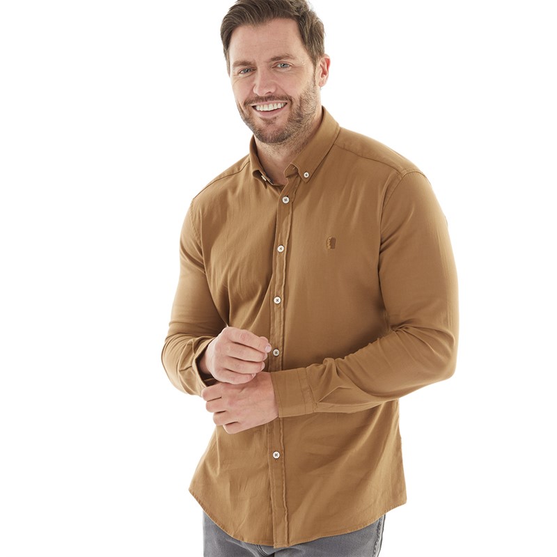 Brown slim fit dress shirt deals