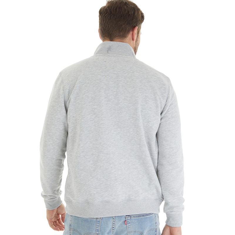 Remus Uomo Mens Tapered Cotton Blend Full Zip Sweatshirt Light Grey