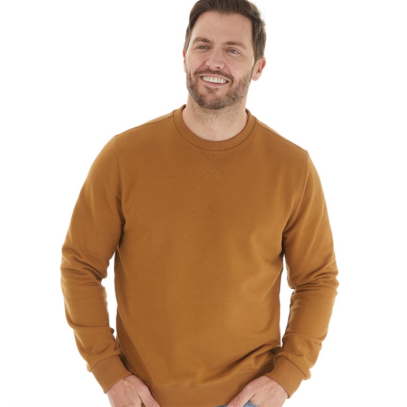 Remus Uomo Mens Tapered Fit Cotton Blend Sweatshirt Camel