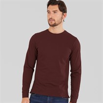 Remus Uomo Mens Tapered Fit Cotton Stretch Long Sleeve T-Shirt Plum