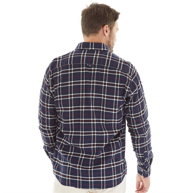 Remus Uomo Mens Tapered Fit Check Cotton Shirt Navy