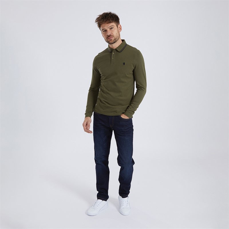 Remus Uomo Mens Slim Fit Cotton-Stretch Pique Polo Shirt Olive