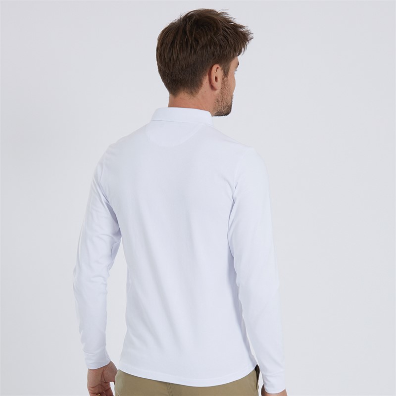 Remus Uomo Mens Long Sleeve Polo Top White