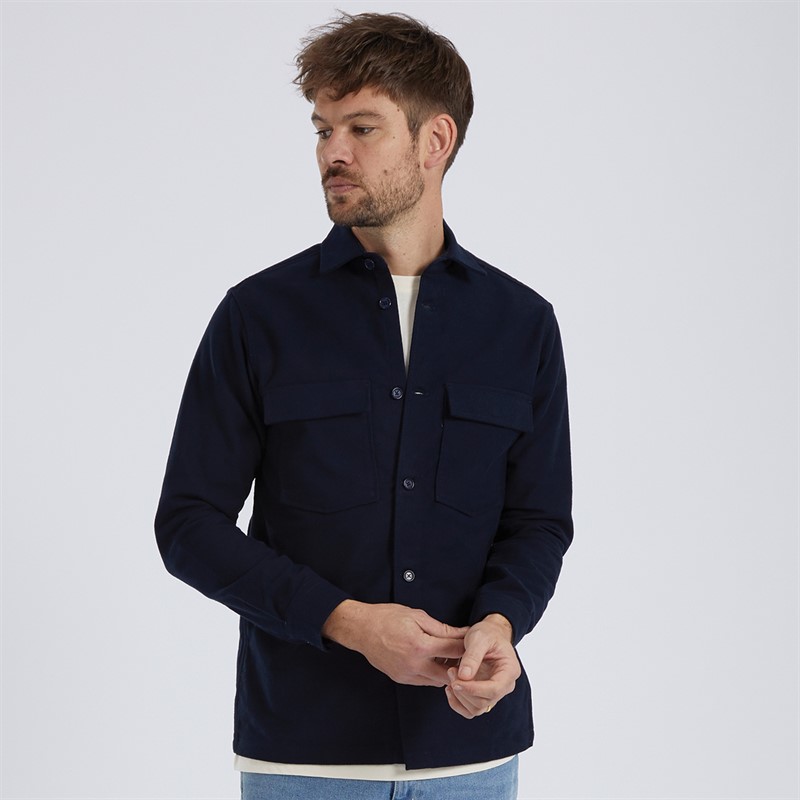 Remus Uomo Mens Regular Fit Heavyweight Cotton Overshirt Dark Navy