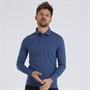Remus Uomo Mens Tapered Fit Cotton Stretch Long Sleeve Polo Shirt Air Force Blue