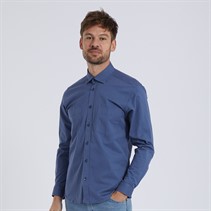 Remus Uomo Mens Tapered Fit Cotton Stretch Shirt Blue