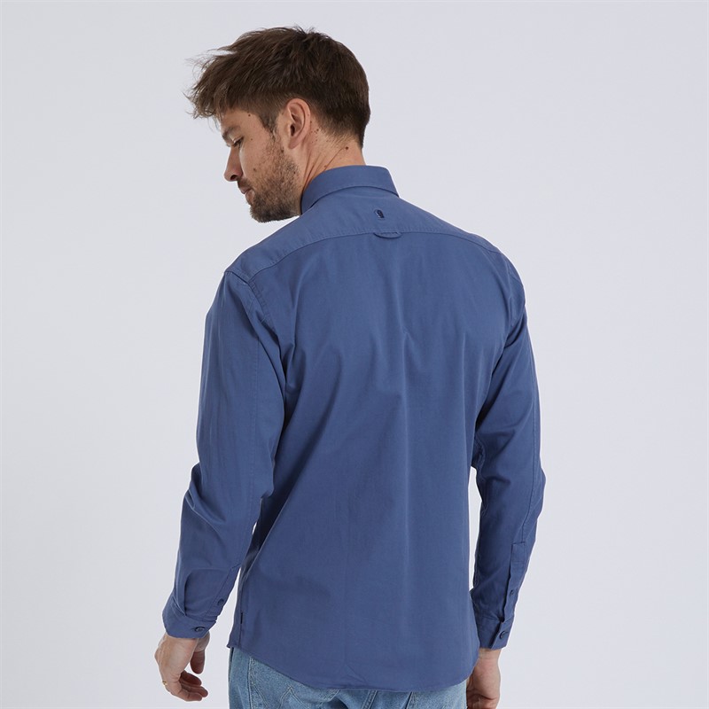 Remus Uomo Mens Tapered Fit Cotton Stretch Shirt Blue