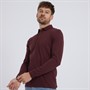 Remus Uomo Mens Tapered Fit Cotton Stretch Long Sleeve Polo Shirt Plum