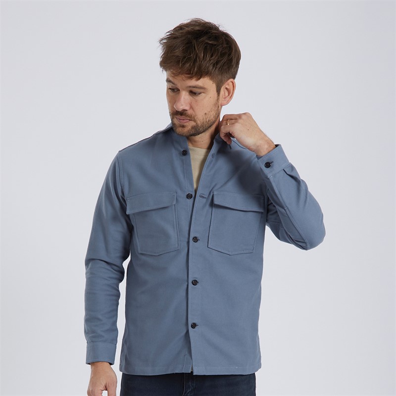 Remus Uomo Mens Regular Fit Heavyweight Cotton Overshirt Grey
