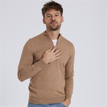 Remus Uomo Mens Tapered Fit 1/2 Zip Top Brown