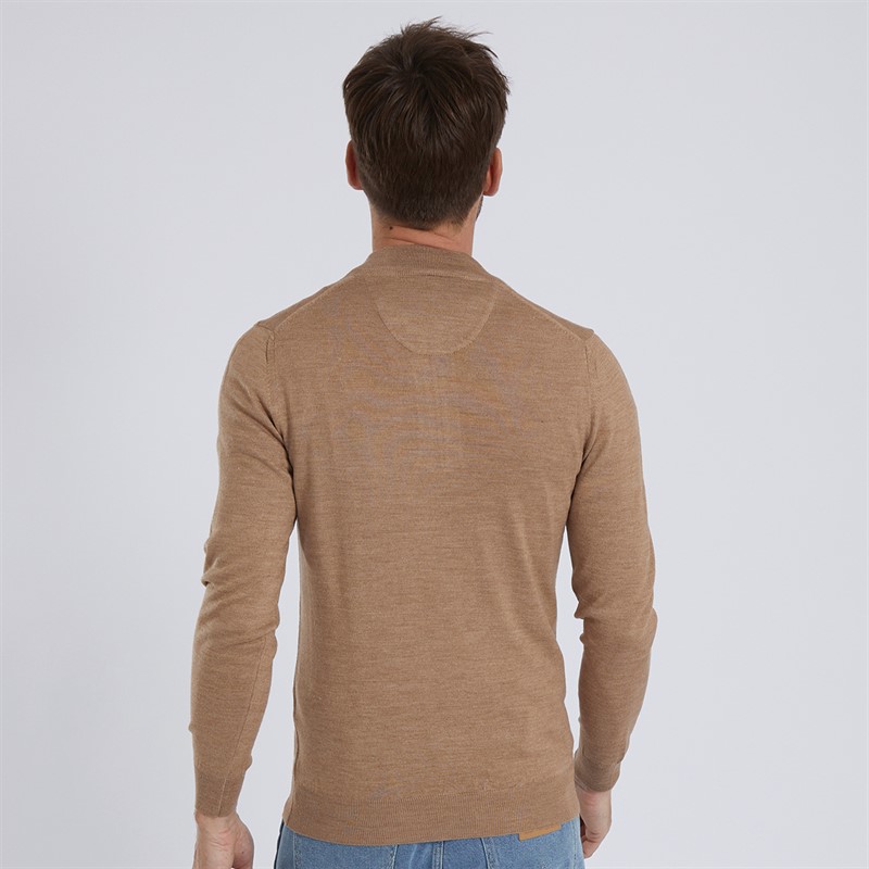 Remus Uomo Mens Tapered Fit 1/2 Zip Top Brown