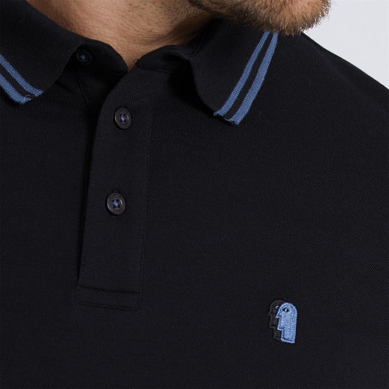 Remus Uomo Mens Slim Fit Cotton Stretch Pique Polo Shirt Black