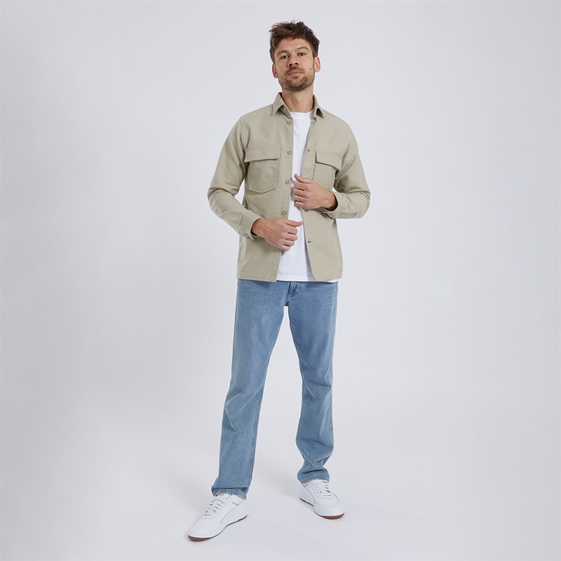 Remus Uomo Mens Regular Fit Heavyweight Cotton Overshirt Stone