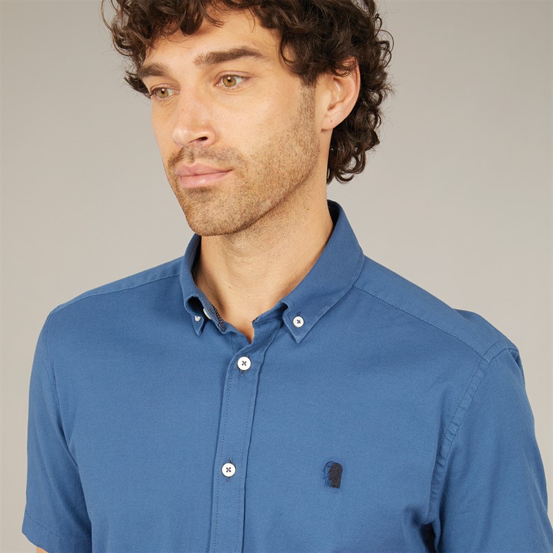 Remus Uomo Mens Slim Fit Cotton Stretch Shirt Blue