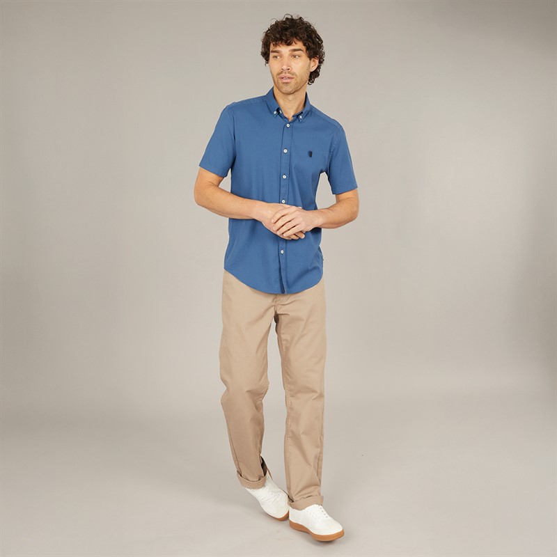 Remus Uomo Mens Slim Fit Cotton Stretch Shirt Blue