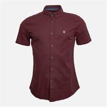 Remus Uomo Mens Slim Fit Oxford Cotton Shirt Burg