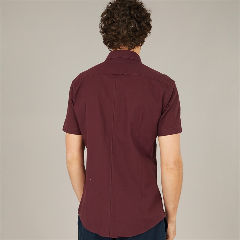 Remus Uomo Mens Slim Fit Oxford Cotton Shirt Burg