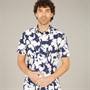 Remus Uomo Mens Floral Print Short Sleeve Shirt Navy