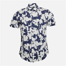 Remus Uomo Mens Floral Print Short Sleeve Shirt Navy