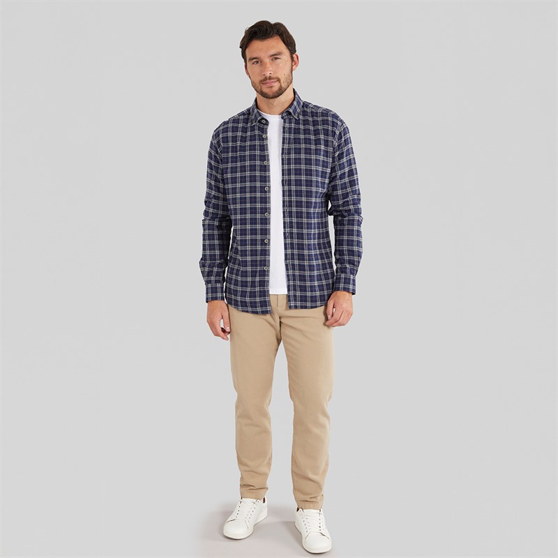 Remus Uomo Mens Casual Check Shirt Navy 29