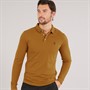 Remus Uomo Mens Tipped Collar Long Sleeve Polo Shirt Camel