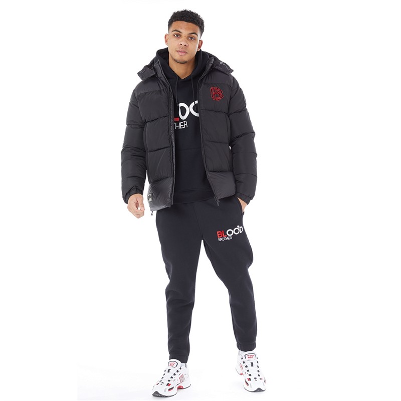 Buy Blood Brother Mens Short Puffer Jacket Black