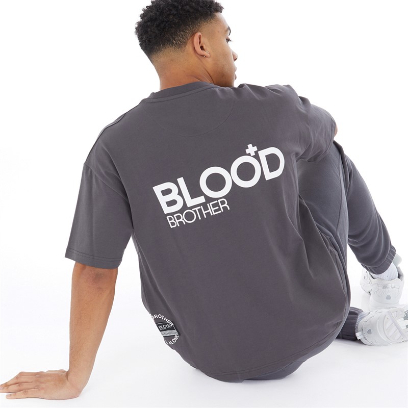 Blood Brother Mens Badged Basket T-Shirt Dark Grey
