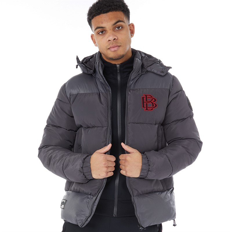 Buy Blood Brother Mens Short Puffer Jacket Metallic Silver