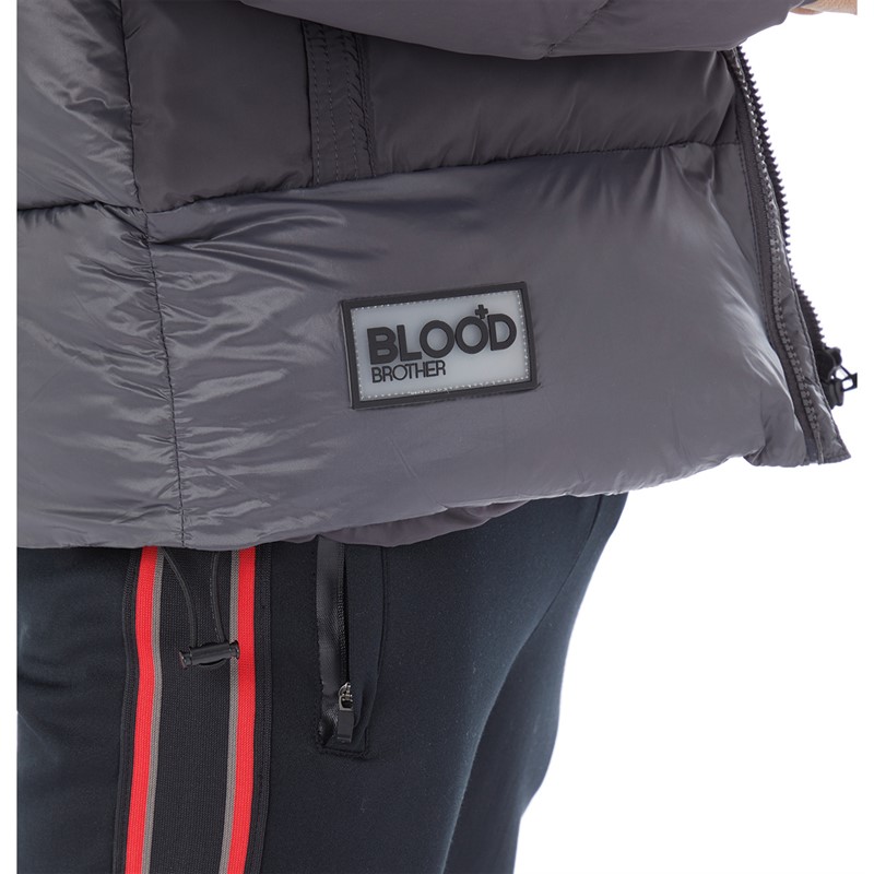 Blood Brother Mens Short Puffer Jacket Metallic Silver