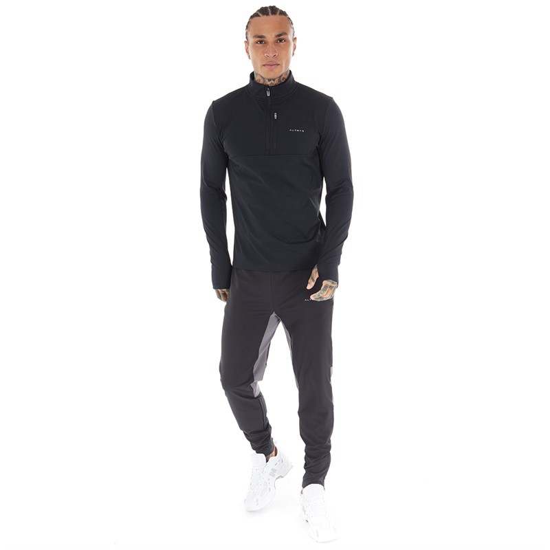 Altryn Mens Steeple Quarter Zip Top Black