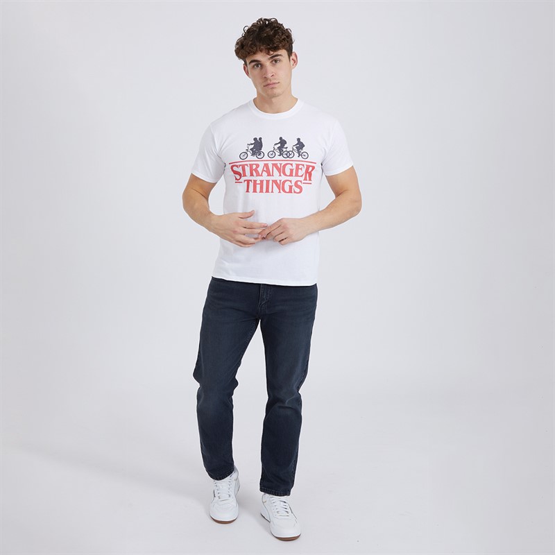 Stranger Things Mens Silhouette Bike Logo T-Shirt White