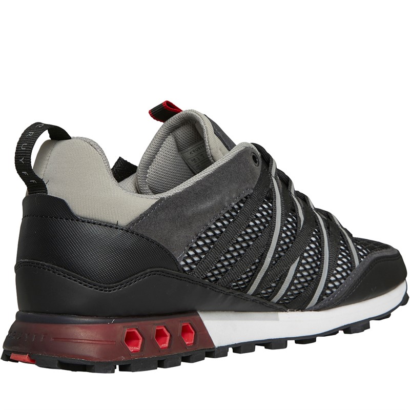 Cruyff Mens Fearia Hex Trainers Black/Dark Grey/Red