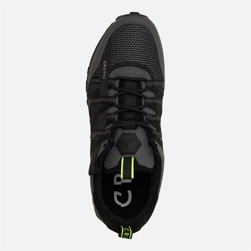 Cruyff Mens Fearia Hex Trainers Dark Grey/Black/Fluo Yellow