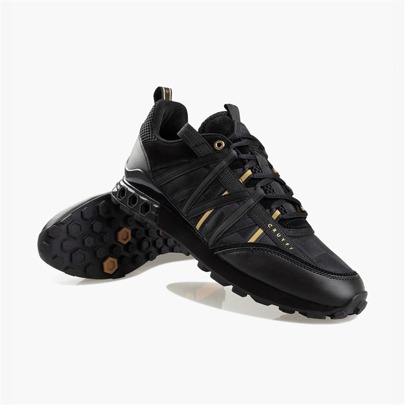 Cruyff Mens Fearia Hex-Tech Trainers Black/Gold