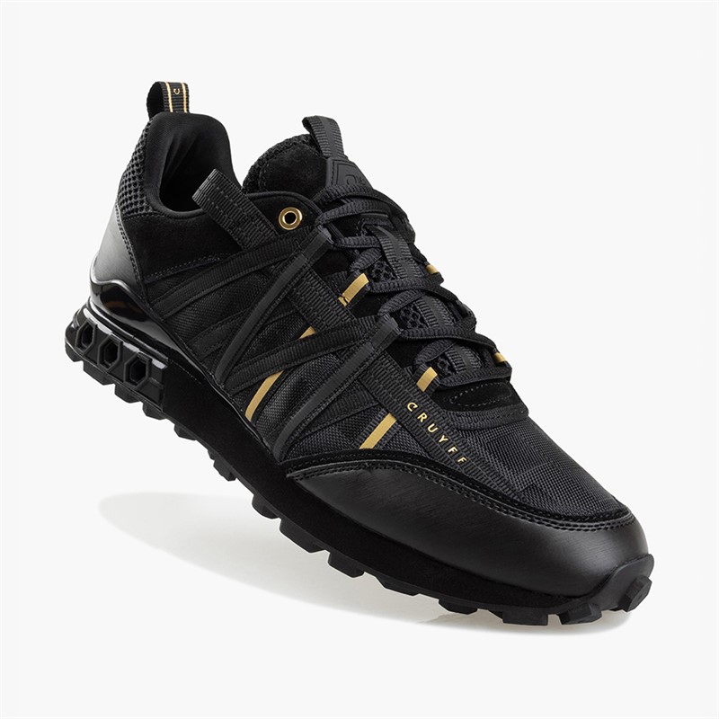 Cruyff Mens Fearia Hex-Tech Trainers Black/Gold