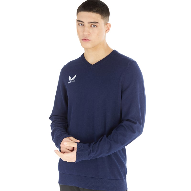 Buy Castore Mens Fine Knit V Neck Jumper Peacoat