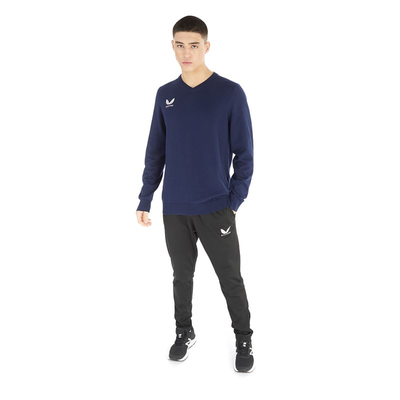 Castore Mens Fine Knit V-Neck Jumper Peacoat