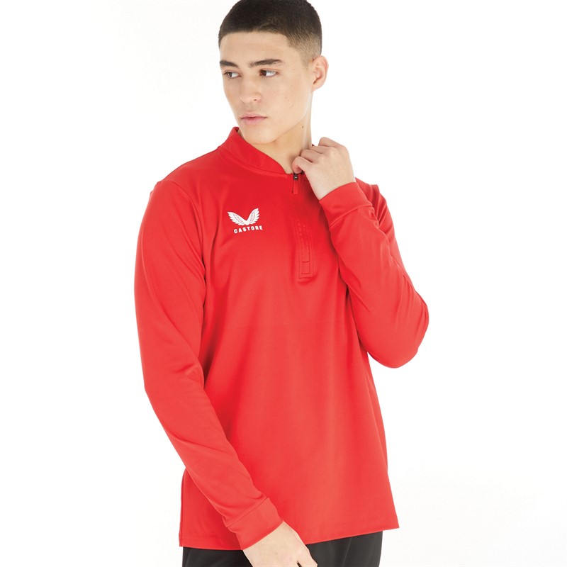 Castore Mens Collared 1/4 Zip Top True Red