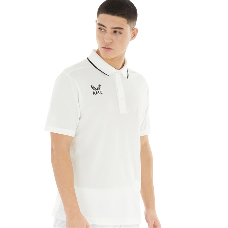 Castore Mens AMC Short Sleeve Media Polo White