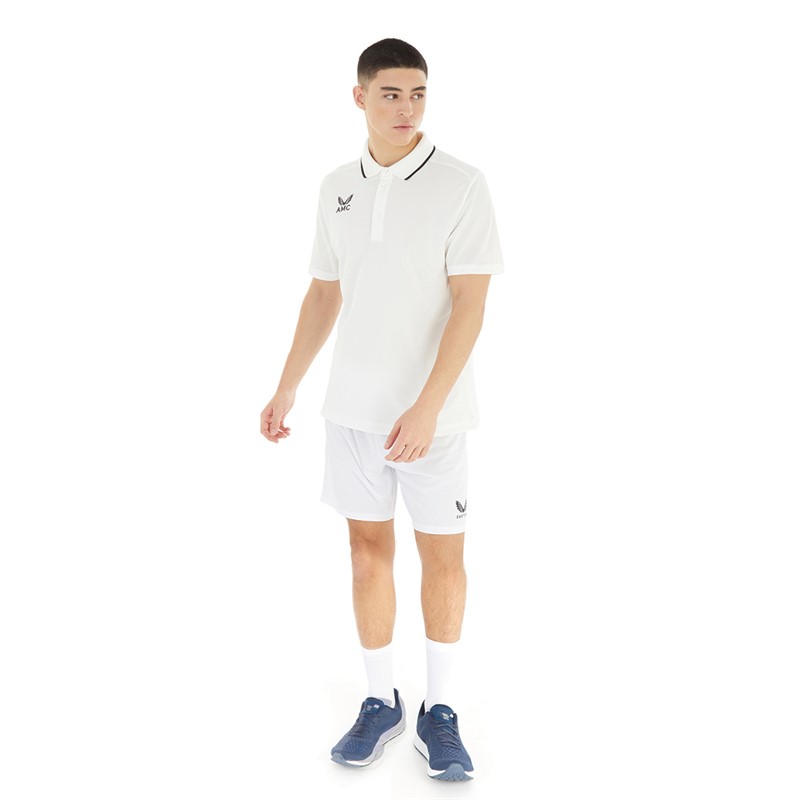 Castore Mens AMC Short Sleeve Media Polo White